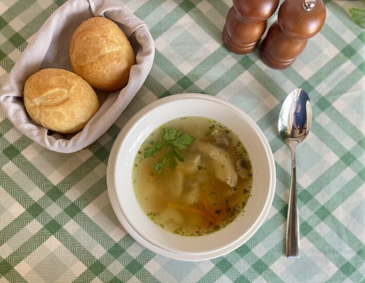 Суп с курицей и грибами