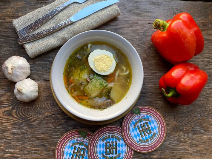 Суп куриный с вермишелью и яйцом