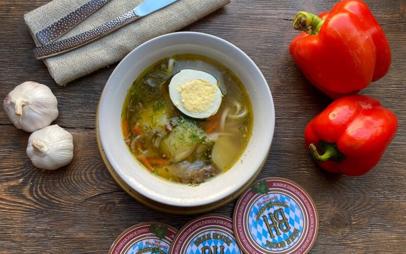 Суп куриный с вермишелью и яйцом