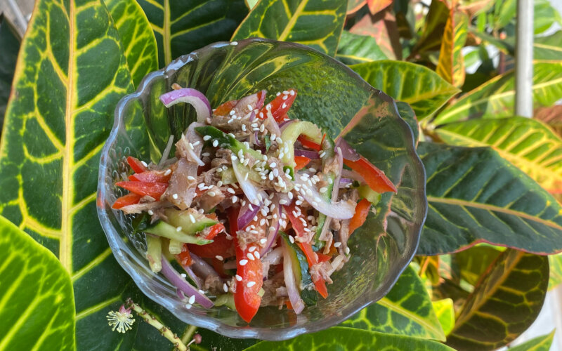 Салат Говядина с овощами и кунжутом