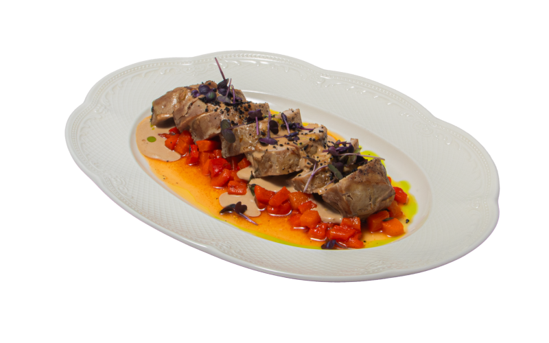 Медальоны с тар-тар из печеного перца