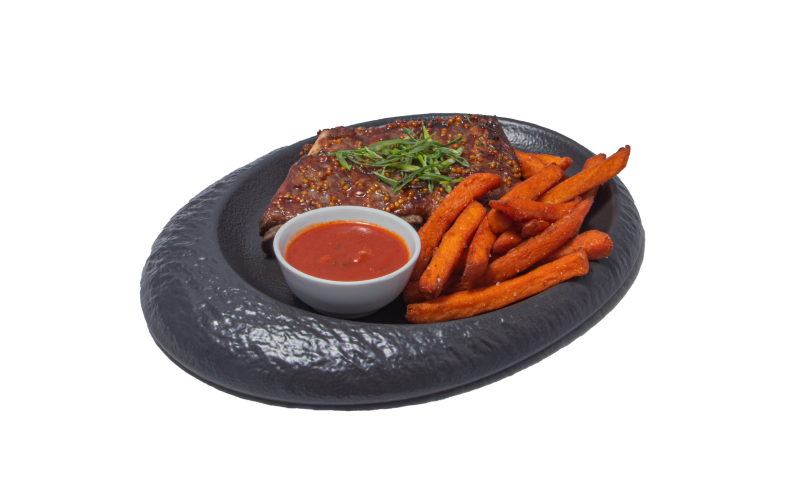 Ребра с бататом фри