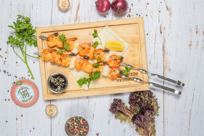 Морепродукты на мангале