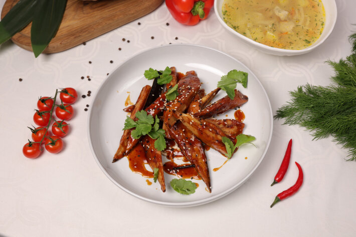 Баклажаны жареные с ореховым кремом