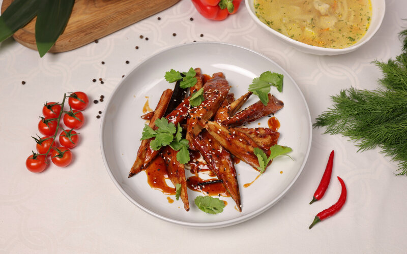 Баклажаны жареные с ореховым кремом