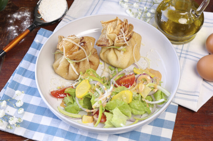 Блины с копченой куриной грудкой