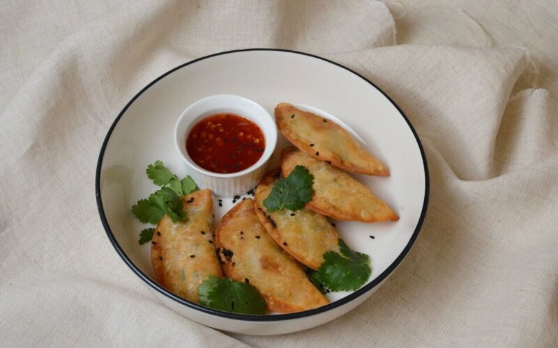 Хрустящие вонтоны с курицей и креветками