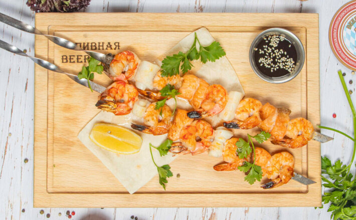 Морепродукты на мангале